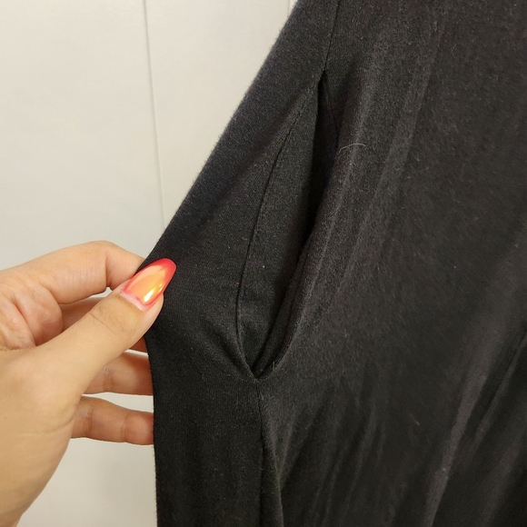 Smash + Tess Friday Dress Black Midi Long Sleeve V-Neck Bamboo Stretch Pockets - Picture 6 of 9